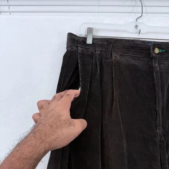Vintage Tommy Hilfiger Corduroy Pants Mens 38x32 (38x28) Brown Baggy Relaxed Fit - Picture 9 of 13